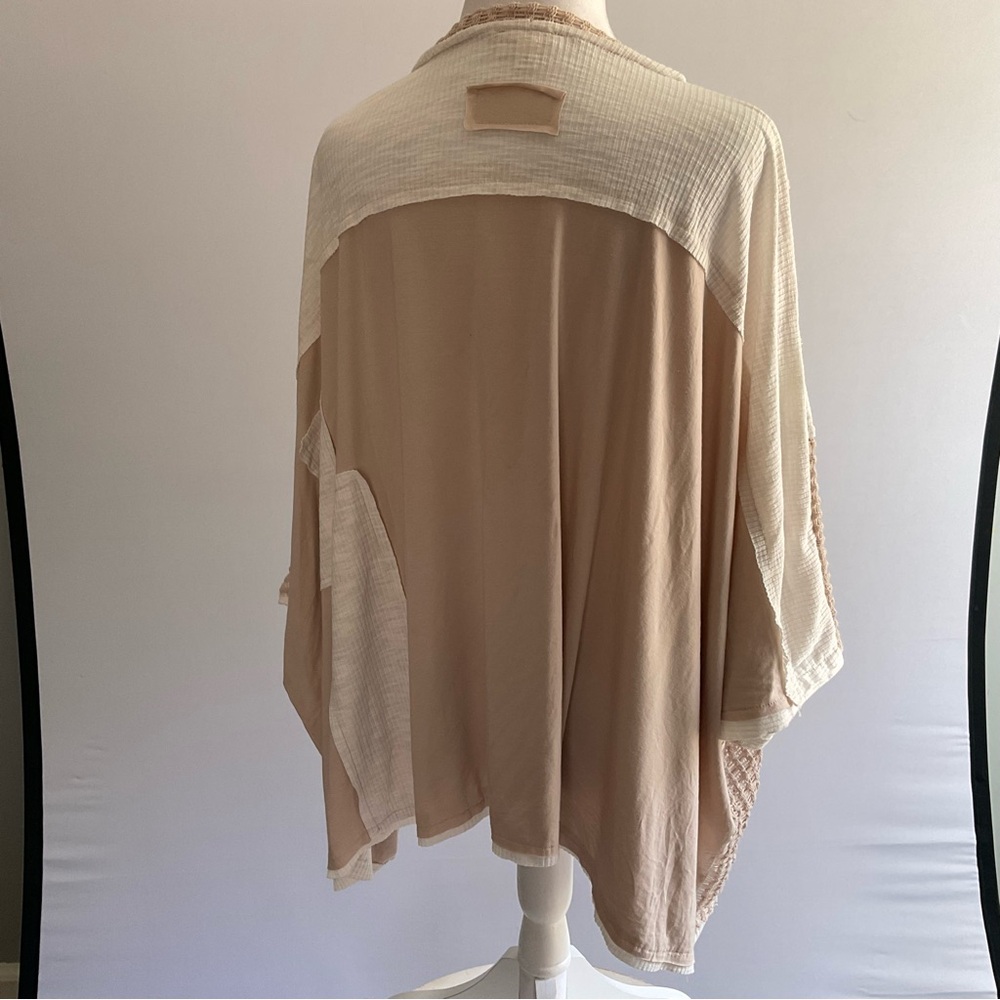 POL Boho Oversized Patchwork Top Flowy Crochet V-… - image 6